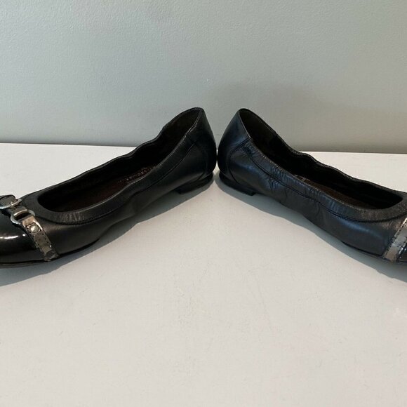 AGL Ballet Flats Shoes Black Buckle Cap Toe 39 - Picture 4 of 10